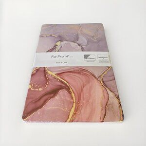 Apple Pro 14" A2442 Laptop: Protective Case, Pink, Purple, Gold Marble Design